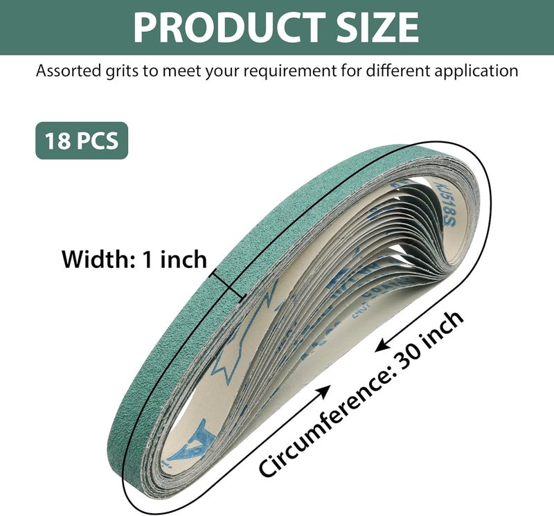 SHUTTLE GENIUS 18 Pack 1 x 30 Inch Ceramic Sanding Belts, 1x30 Metal Grinding Belt, 3 Pcs Each of 60/120/150/240/320/400 Grit Sander Belt for Knife Making, Deburring - Image 2